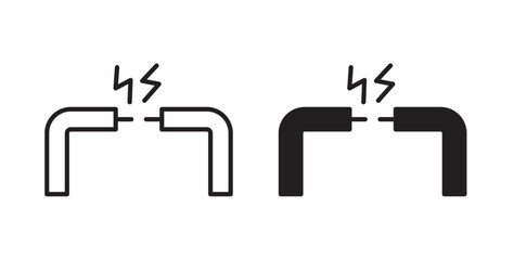 Broken Wire icon. thin stroke and solid. icon. thin stroke and solid.