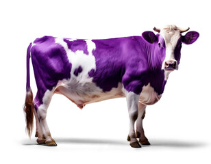 purple and white cow full lenght isolated
