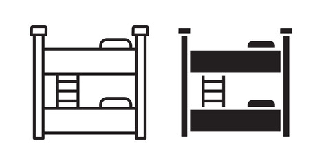 Bunk bed icon. thin stroke and solid.