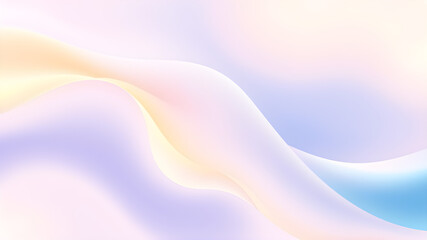 Naklejka premium Smooth waves in soft pastel colors, gently blending from yellow to lavender to teal, creating a calming, dreamy abstract background