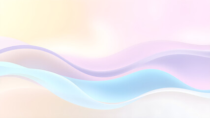 Obraz premium Smooth waves in soft pastel colors, gently blending from yellow to lavender to teal, creating a calming, dreamy abstract background