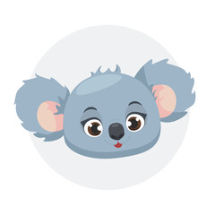 Cartoon Koala head, wild animal baby koala face.
