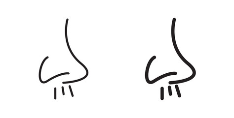 Stuffy nose icon. thin stroke and solid.