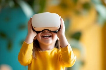 Kindergarten children using VR headsets in playful learning