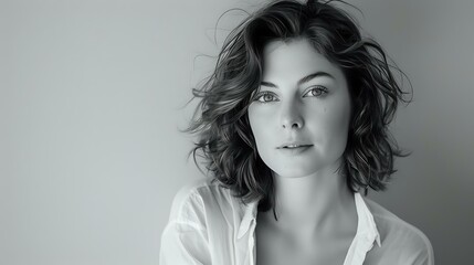 Black and White Portrait of a Woman with Short Hair