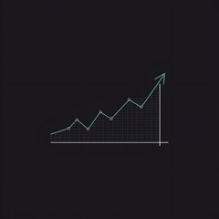 Obraz premium Upwards-trending green line chart. The line chart has one data series with multiple data points.