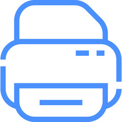 Blue Illustration of a Modern Printer Designed With Simple Lines Representing a Digital Workspace Environment