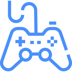 A Blue Gaming Controller Illustration With a Cord, Symbolizing Video Game Culture and Technology in a Modern Context