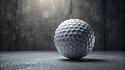 Realistic 3D Rendering of a White Golf Ball Against a Gray Wall - High Depth of Field Photography for Sports and Recreation Imagery