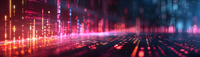 Abstract Background - Neon City Lights and Data Streams Illustration