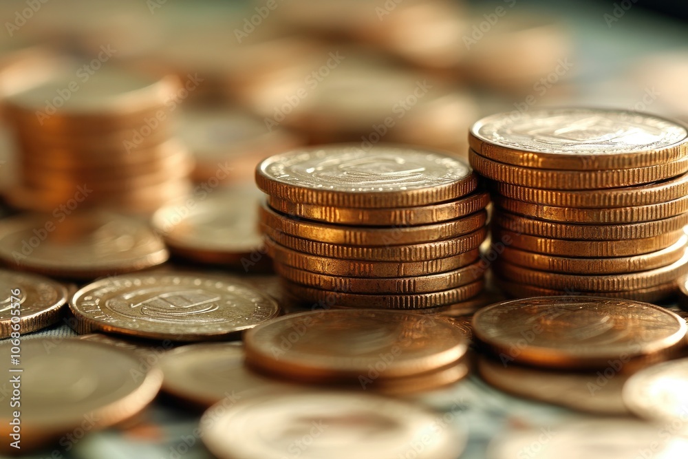 Poster stacks of coins representing saving and investment growth