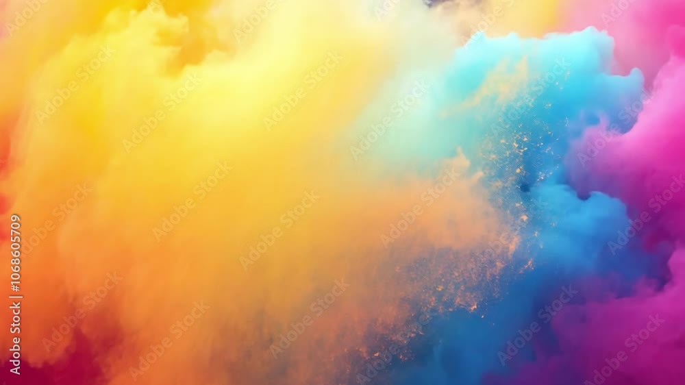 Leinwandbilder Rainbow Burst: A vibrant explosion of colorful smoke, creating a mesmerizing and dynamic abstract image. Perfect for designs needing a splash of color and energy.