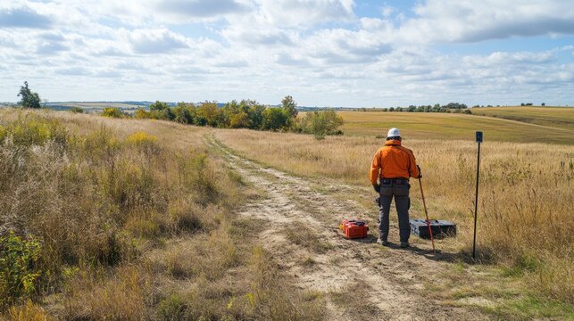 Archaeological geophysics survey using ground-penetrating radar to locate buried structures beneath the surface