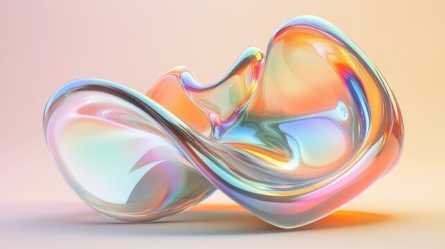 A mesmerizing abstract sculpture with swirling, colorful transparency and smooth curves, evoking fluidity and creativity.