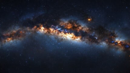 A magnificent view of the Milky Way galaxy stretching across the sky, illuminating the night with countless stars