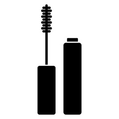 Illustration showing a black mascara icon on a white background