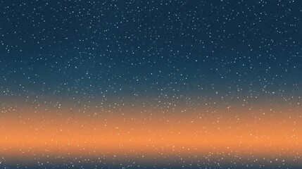 A serene night sky filled with twinkling stars transitioning into a warm orange horizon.