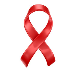 AIDS Awareness Ribbon in 3D Render On Transparent Background