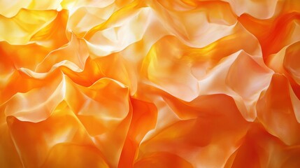 Obraz premium Vibrant orange silk fabric creating a flowing, wavy texture, conveying warmth and richness.