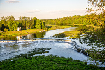Venta Rapid waterfall Ventas rumba in Kuldiga, the widest waterfall in Europe, designated a natural...