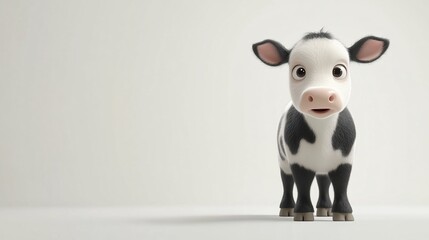 Cute cartoon calf with big eyes looking at the camera.