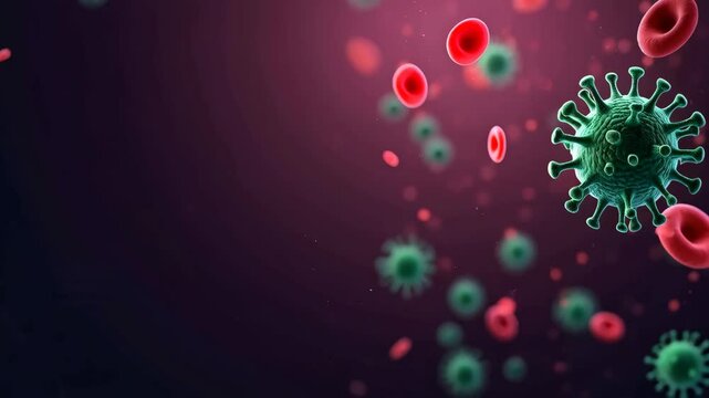 Cancer cells amidst red blood cells in the bloodstream. Oncology and leukemia concept. Blood Cancer Awareness Month. Medicine and science