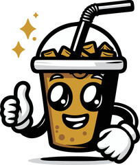 Ice Coffee Mascot Vector Graphic 
