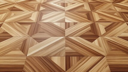 Intricate geometric wooden floor pattern showcasing rich textures and natural hues.