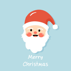 Santa Claus cartoon and hand written fonts on blue background vector.