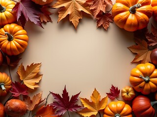 Thanksgiving invitation background with cozy fall decorations