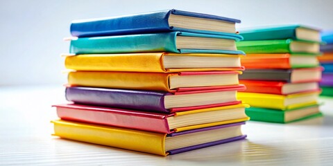 Stack of Colorful Books Isolated on White Background - Tilt-Shift Photography for Book Lovers, Education, Knowledge, Reading, Literature, Study, and Inspiration