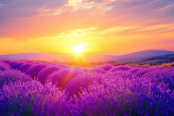 Lavender Fields at Sunset