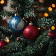 Fototapeta premium The Christmas tree glows with the magic of new year’s cheer