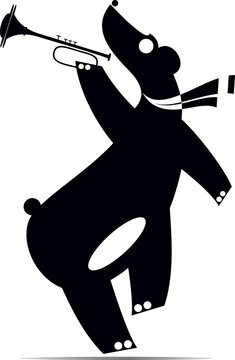 recommend clip art: Cute bear playing trumpet. 
                    Bear musician playing trumpet with inspiration. Black and white illustration
                    