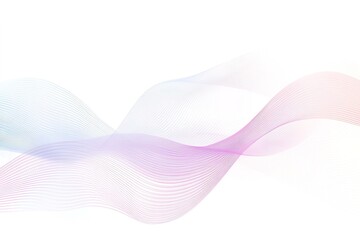 Flowing pink and blue gradient wavy lines on white.