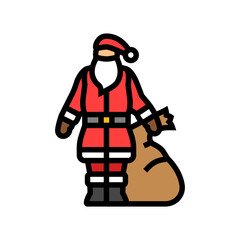 santa claus sack of toys color icon vector. santa claus sack of toys sign. isolated symbol illustration