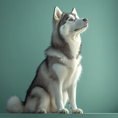 Fototapeta premium Siberian Husky dog,Full body image of a Siberian Husky dog