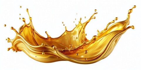 Stunning Golden Liquid Oil Splash Isolated on White Background for Culinary and Design Projects, High-Quality PNG, Perfect for Food Photography, Cooking, and Graphic Design Needs