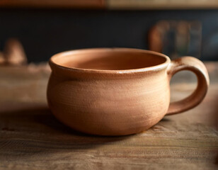 Fototapeta premium Close-Up of a Clay Cup with Natural Finish and Rustic Charm