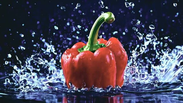 Bell peppers  splash on the water. Bell peppers are sweet, mild, and colorful. They're great raw in salads, roasted, stuffed, or stir-fried. Vitamin C-rich, they offer nutrition and color to recipes. 