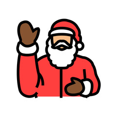 santa claus waving color icon vector. santa claus waving sign. isolated symbol illustration