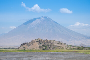 Ol Doinyo Lengai volcano that has an abundant amount of clouds, Tanzania