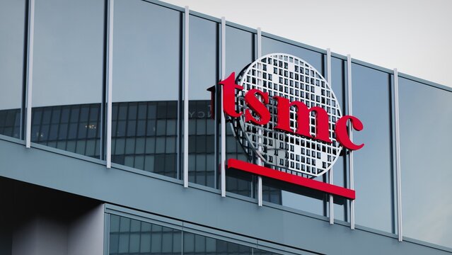 Montreal, Canada - July 15, 2019 TSMC only editorial Stock information on the logo of the office facade