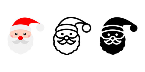 Santa Claus face color icon. Happy xmas and new year sign. Santa with beard and moustache symbol.