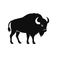 Bison buffalo color vector silhouette icon . Buffalo silhouette isolated on white background.	