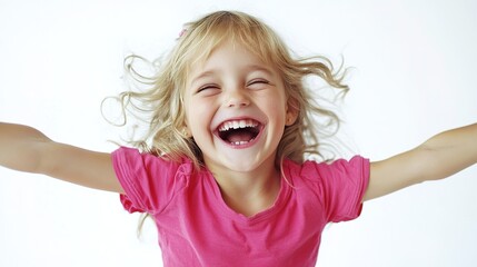 Fototapeta premium Joyful Girl Playing and Laughing with Delight