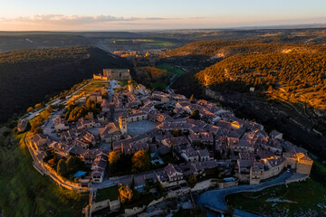 Aerial view of Pedraza, province of Segovia, Spain