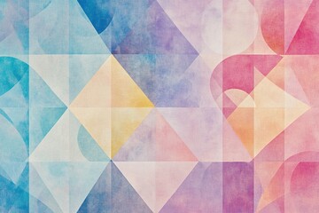 Soft pastel geometric shapes with watercolor texture