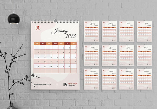 Elegant 2025 Wall Calendar Design Template
