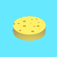 round cheese with blue background
